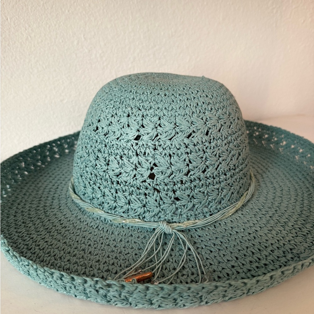 Elegant Blue Crochet Sun Hat